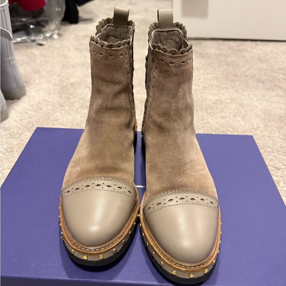 Free People Taupe and Gray Ankle Boots